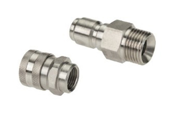 Couplings for washing devices and foam application guns