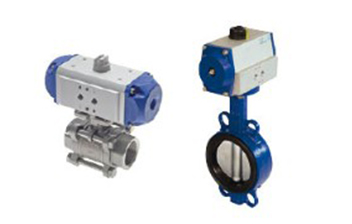 Pneumatically actuated ball valves & Butterfly-flap valves